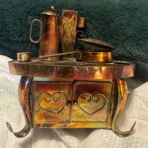 Vintage metal copper wood stove.